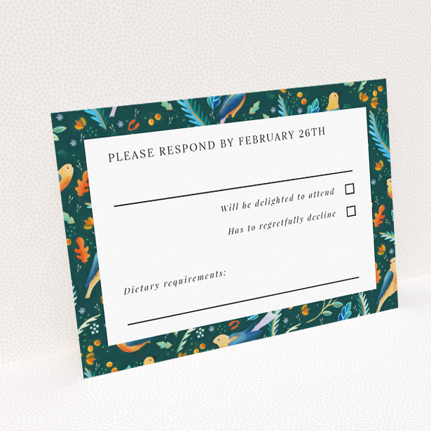 Elegant Songbird Serenade RSVP Card - Nature-Inspired Wedding Invitation by Utterly Printable. This is a view of the back