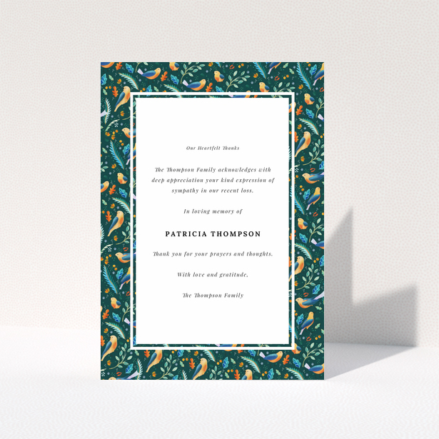 Floral funeral thank you card with one photo and appreciation message