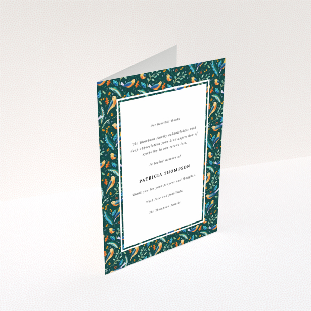 Floral funeral thank you card with one photo and appreciation message