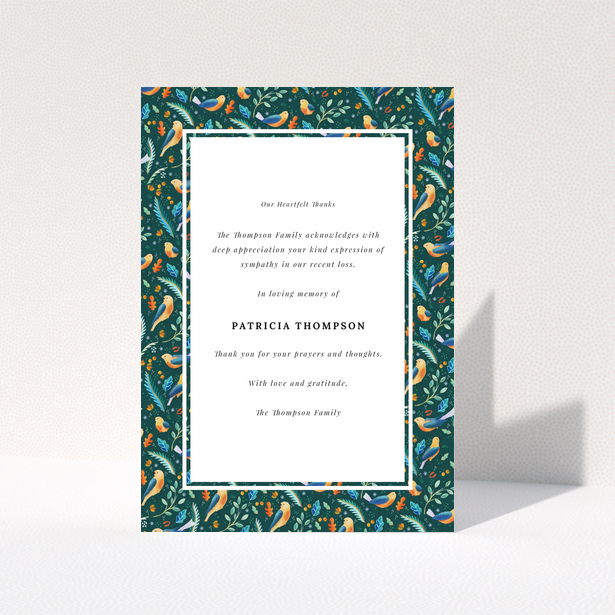 Floral funeral thank you card with one photo and appreciation message
