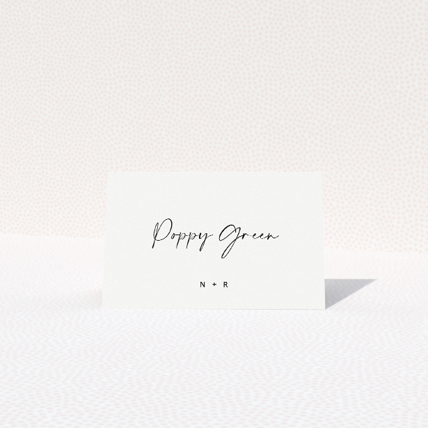 Wedding place card template featuring sophisticated soirée design. This is a view of the front
