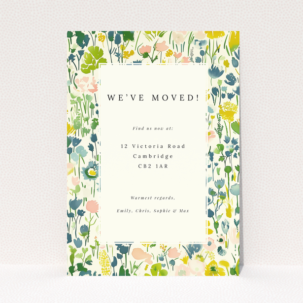 Floral change of address card with no photos