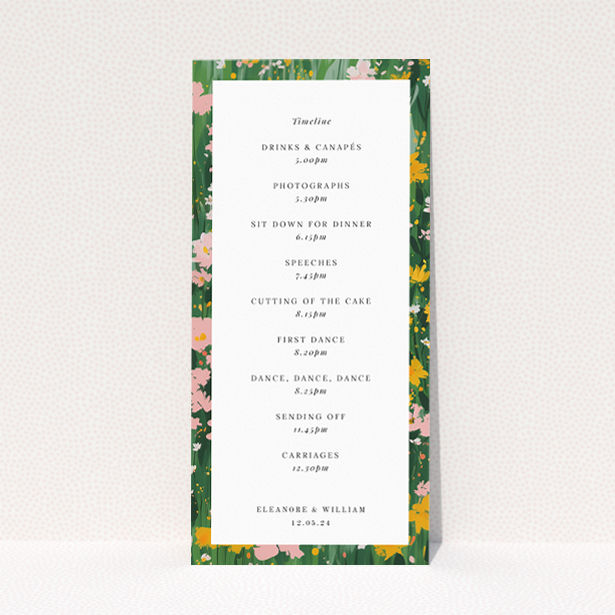 Springfield Wildflower Wedding Menu - embracing the beauty of spring with lush greenery and cheerful wildflowers. This is a view of the back