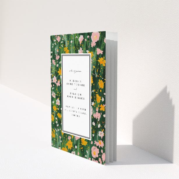 Vibrant Springfield Wildflower Wedding Order of Service Booklet. This image shows the front and back sides together
