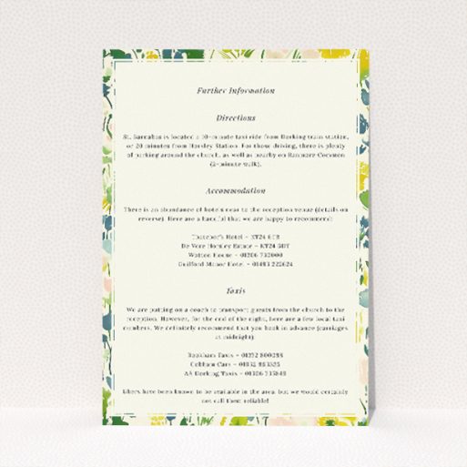 Springtime Florals wedding information insert card with delicate watercolour florals in a pastel palette. This is a view of the front