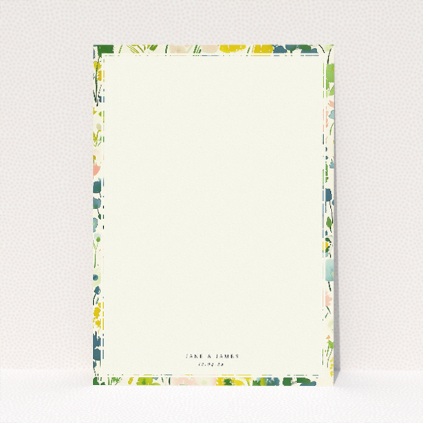Springtime Florals wedding information insert card with delicate watercolour florals in a pastel palette. This image shows the front and back sides together