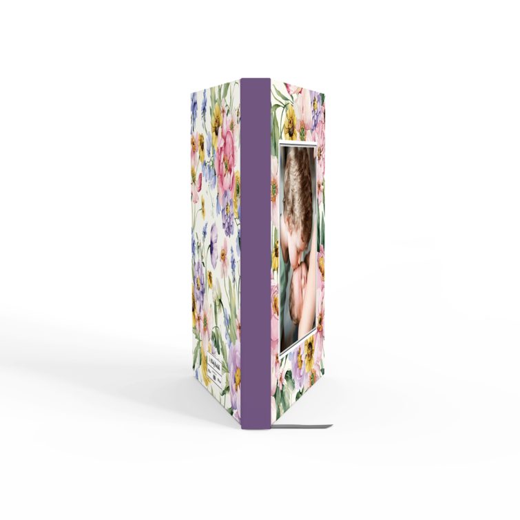 Floral design portrait notebooks with one photo on the front cover.