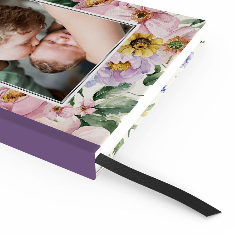 Floral design portrait notebooks with one photo on the front cover.