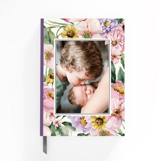 Floral design portrait notebooks with one photo on the front cover.