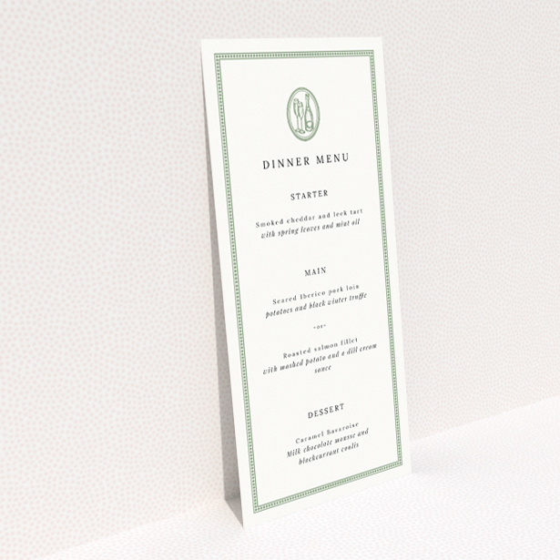 Stamped Classic Wedding Menu Template - Timeless Elegance with Bespoke Sophistication. This is a view of the back