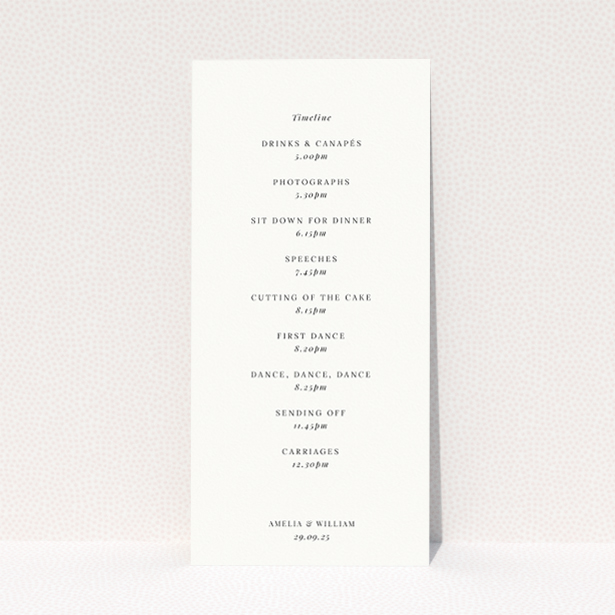 Stamped Classic Wedding Menu Template - Timeless Elegance with Bespoke Sophistication. This is a view of the back