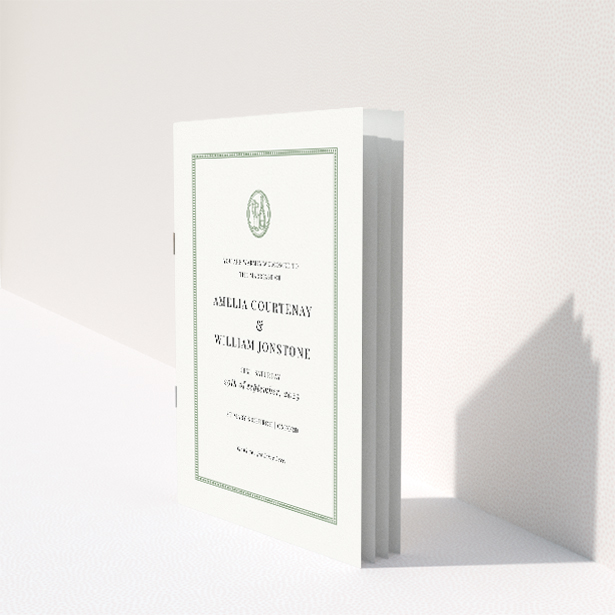 Timeless Elegance Stamped Classic Wedding Order of Service Booklet Template. This image shows the front and back sides together
