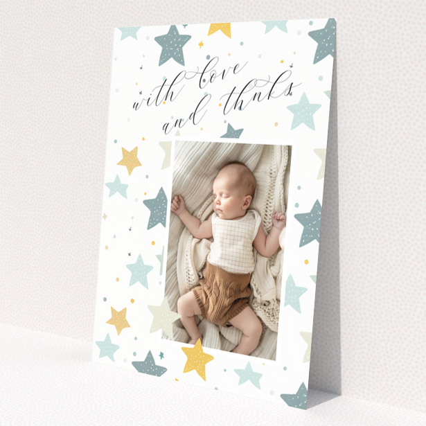 Baby thank you card with stars and one photo