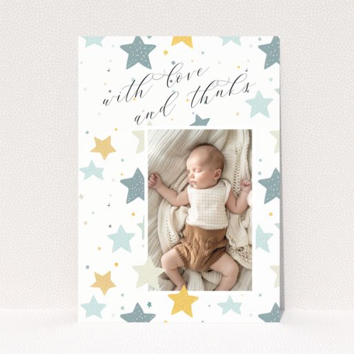 Baby thank you card with stars and one photo