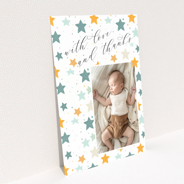 Baby thank you card with stars and one photo