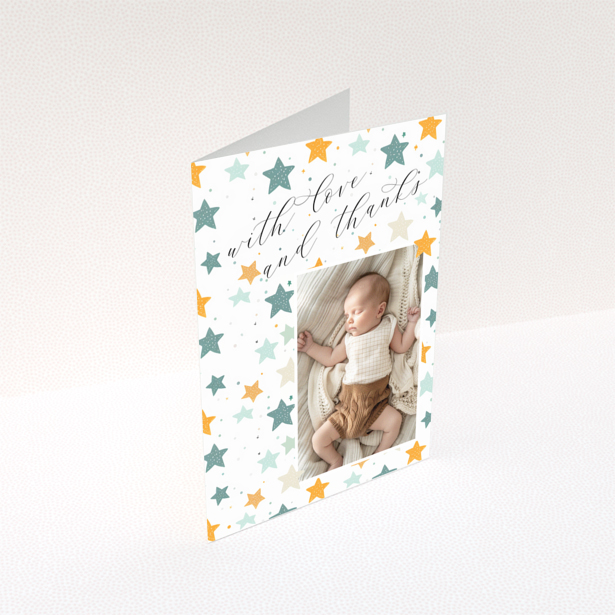 Baby thank you card with stars and one photo