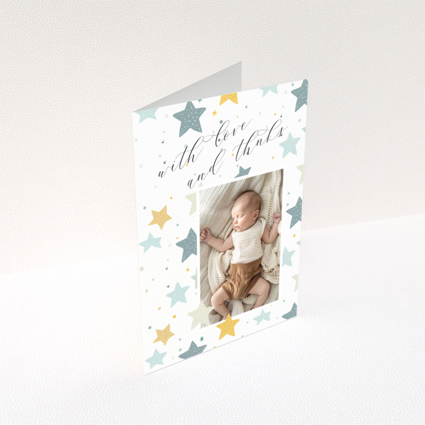 Baby thank you card with stars and one photo