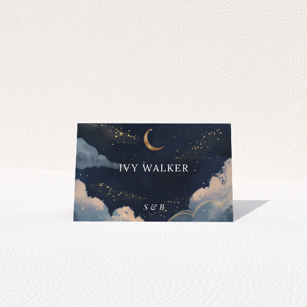 Starry, Starry Night place card - Embrace the romance of the night sky with classic serif typography and delicate golden accents, perfect for guiding guests to an unforgettable event under the enchanting night sky This is a view of the front