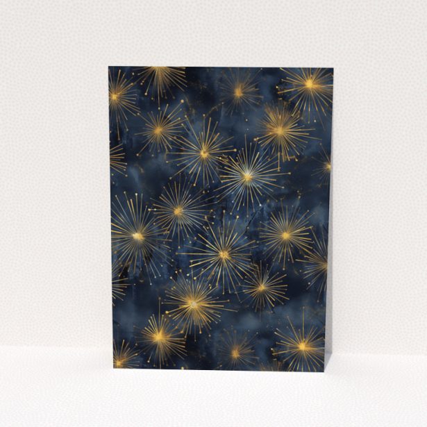 Change of address card reverse side design with gold fireworks - Portrait