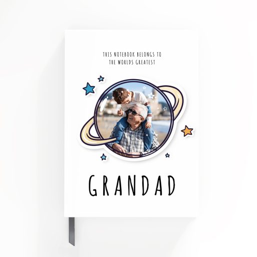 Personalised grandad notebook cover design featuring one photo, ideal for gifts.