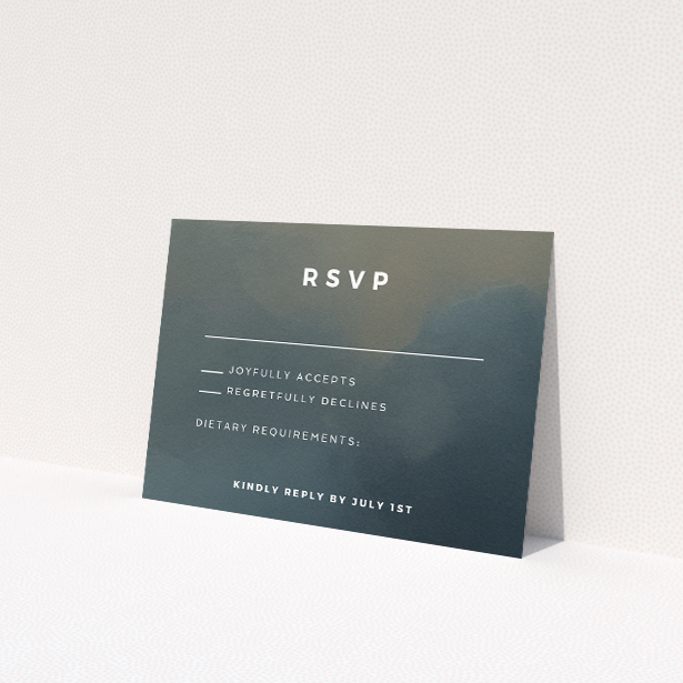 Storm Monochrome RSVP Card Template - Serene gradient background, balanced layout, and sleek sans-serif font for contemporary weddings This is a view of the front