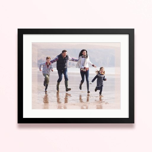 Framed and mounted photo print with image of family moments.