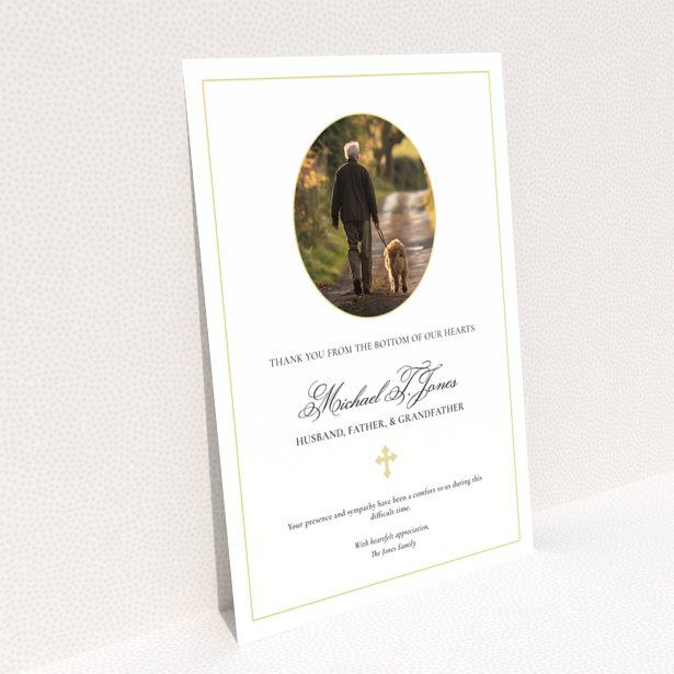 Funeral thank you card reverse side with one photo frame from Utterly Printable design named Portrait