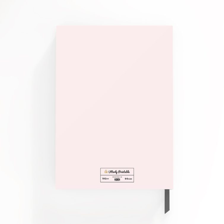 Portrait notebook design with two photos, featuring a pink-themed cover by Utterly Printable.