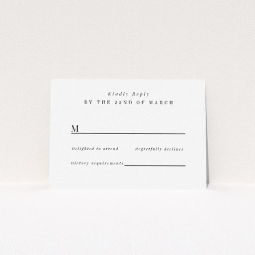 RSVP card with serene natural aesthetics, soft neutral palette, and delicate illustrations, embodying understated sophistication for a tranquil tone on your special day. Explore the Summer Shade suite for graceful and timeless wedding stationery This is a view of the front