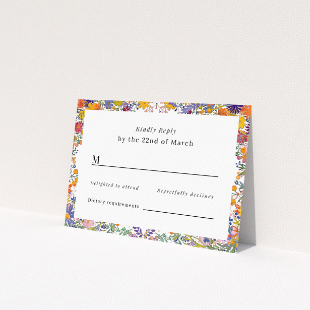 Summerfield Bloom RSVP Card Template - Cheerful Wedding Stationery. This is a view of the front