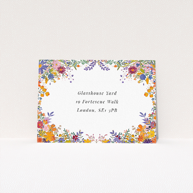 Summerfield Bloom RSVP Card Template - Cheerful Wedding Stationery. This is a view of the back