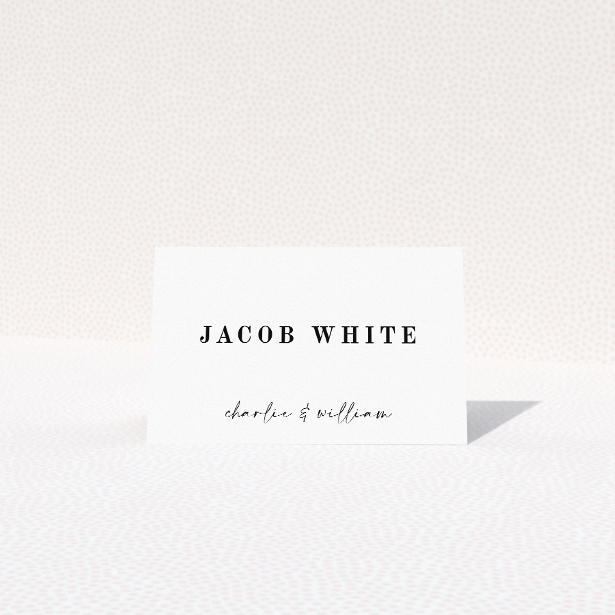 Sundown Warmth place card - Embrace contemporary elegance with minimalist design and sunset-inspired hues, perfect for a celebration bathed in warmth and love This is a view of the front