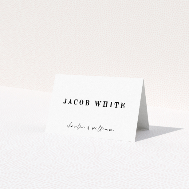 Sundown Warmth place card - Embrace contemporary elegance with minimalist design and sunset-inspired hues, perfect for a celebration bathed in warmth and love This is a view of the front