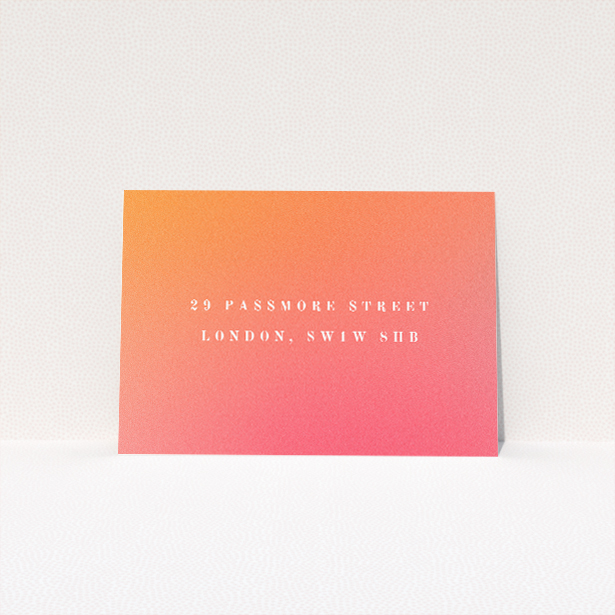 Sundown Warmth RSVP card - Sunset-inspired gradient and minimalist layout for wedding response card. This is a view of the back
