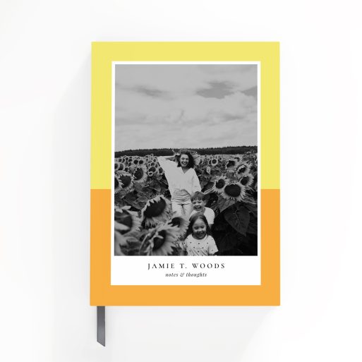 Colourful portrait notebook with one photo on cover design by Utterly Printable.