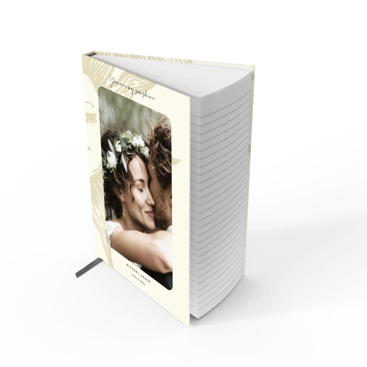 Portrait notebook cover design with one photo and sun illustration for Utterly Printable stationery.