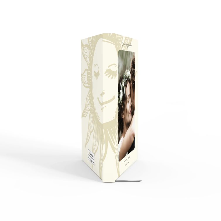 Portrait notebook cover design with one photo and sun illustration for Utterly Printable stationery.