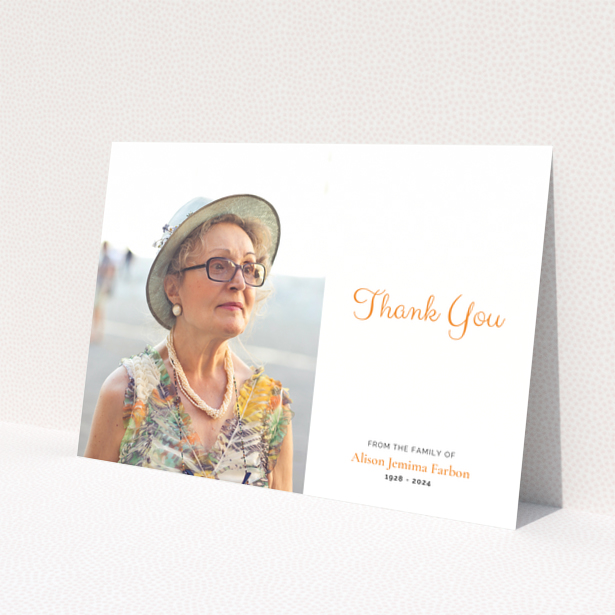 Funeral thank you card design with one photo for expressing gratitude