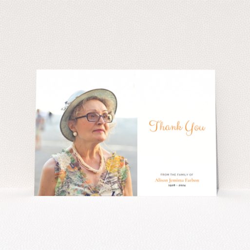 Funeral thank you card design with one photo for expressing gratitude