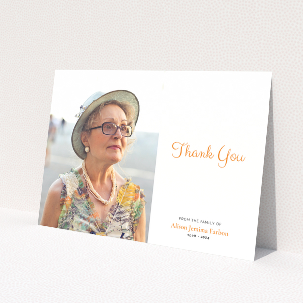 Funeral thank you card design with one photo for expressing gratitude