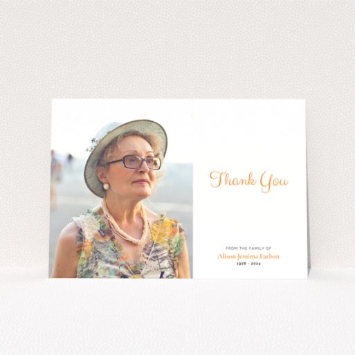 Funeral thank you card design with one photo for expressing gratitude