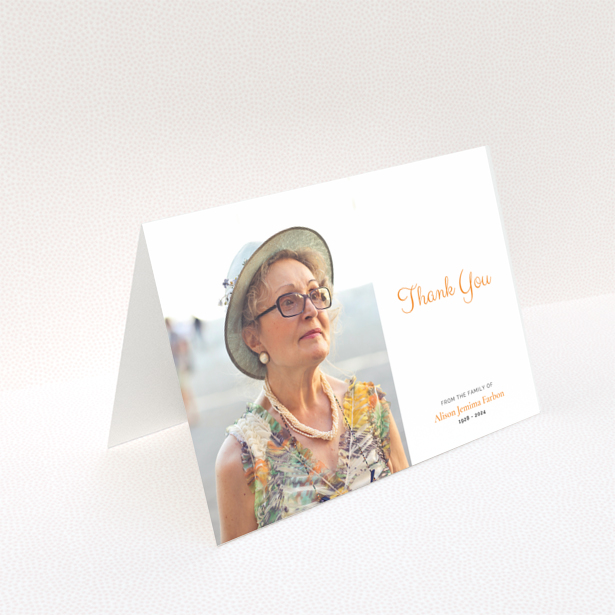 Funeral thank you card design with one photo for expressing gratitude