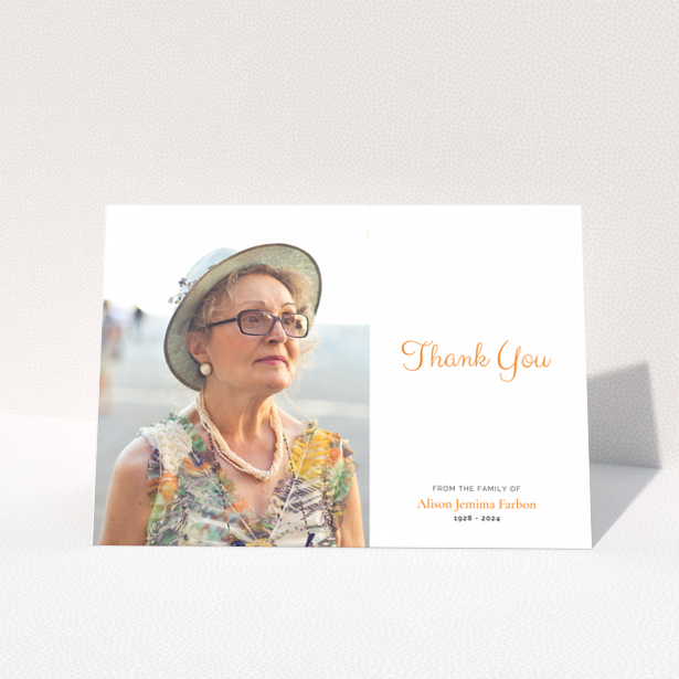 Funeral thank you card design with one photo for expressing gratitude