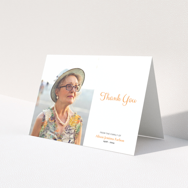 Funeral thank you card design with one photo for expressing gratitude