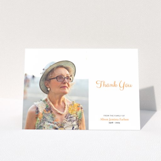 Funeral thank you card design with one photo for expressing gratitude