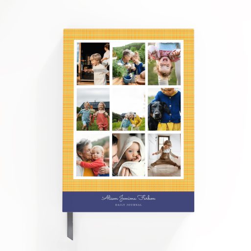 Personalised notebooks cover design featuring eight photos for customisation by Utterly Printable.