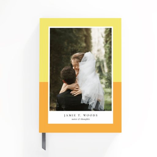 Colourful custom wedding notebooks design with one photo on the cover by Utterly Printable.