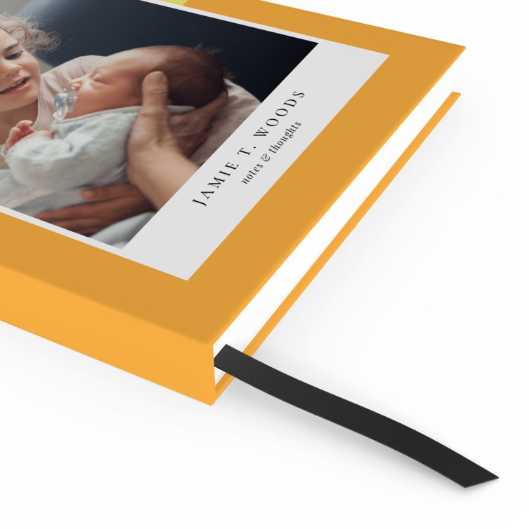 Colourful personalised notebook design with one photo on the cover featuring a family theme.