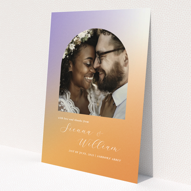 Wedding thank you card design with one photo