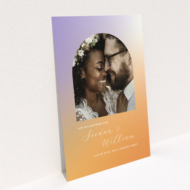 Reverse side of Portrait wedding thank you card with blank space for personalised message from Utterly Printable